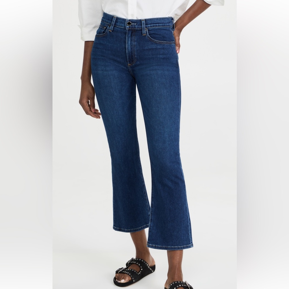 Le Jean Mid Rise Bella Crop Flare Jeans